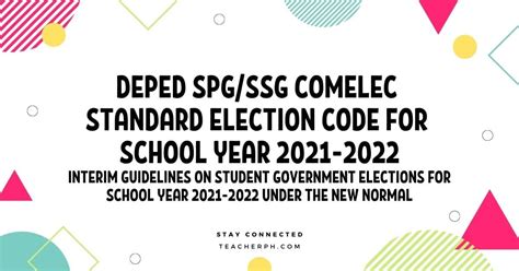 sslg election|DepEd SPG/SSG COMELEC Standard Election Code for School .